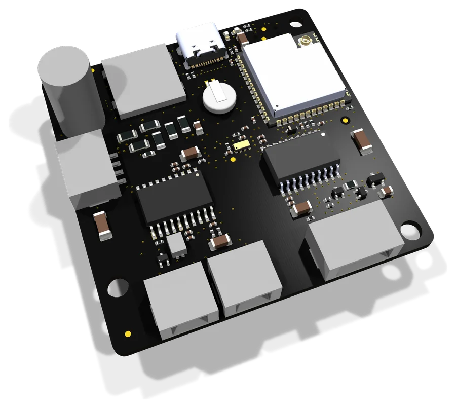 Placa compacta de 6 capas, cara superior, render 3D